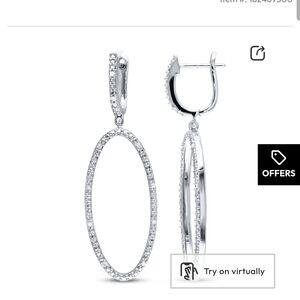 Dazzling Silver Oval Drop Earrings